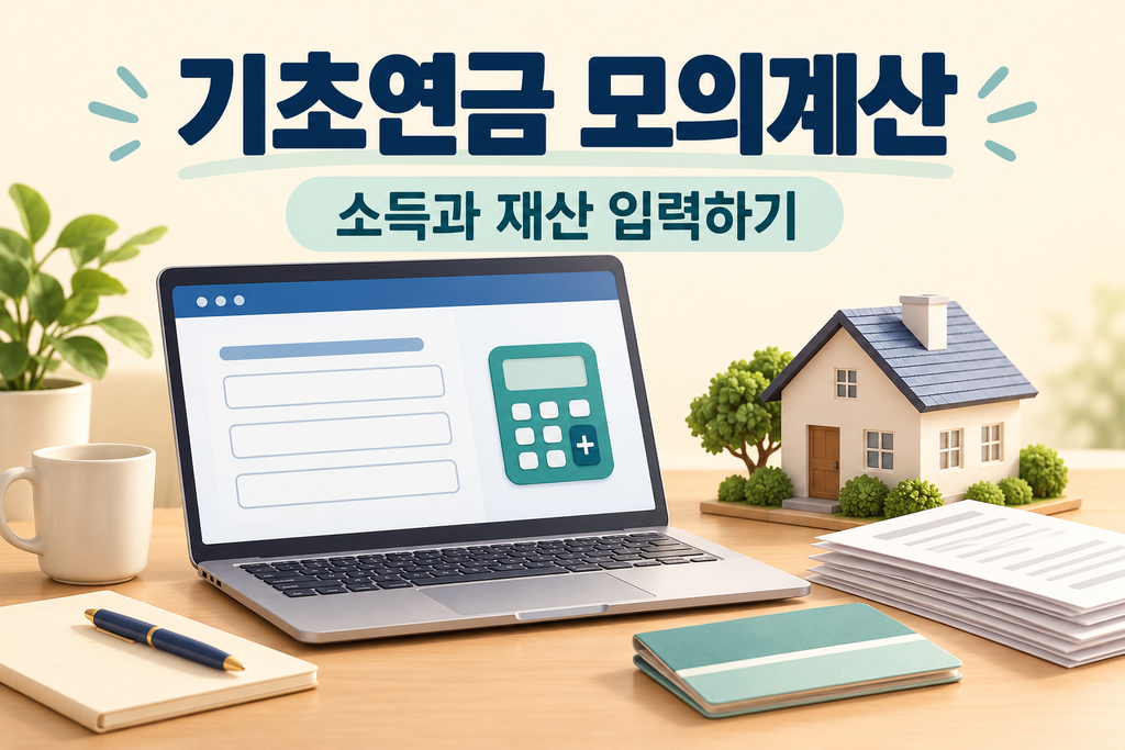 복지로 기초연금 모의계산, 소득과 재산 입력하기5060시니어 2 기초연금 모의계산 입력 가이드 2 1