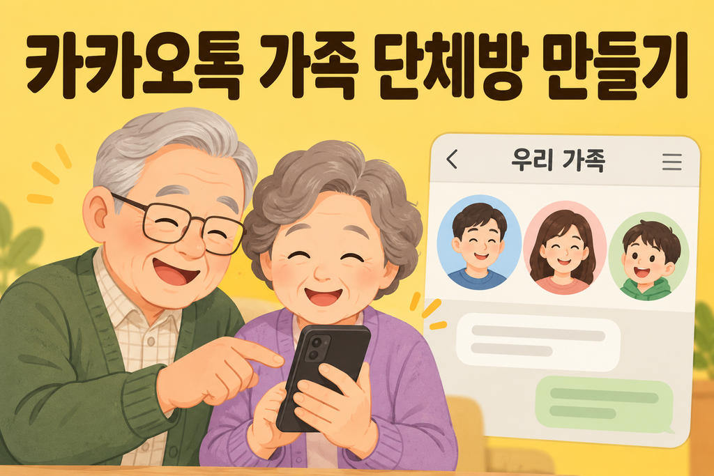 카카오톡 단체방 만드는 방법-50·60 2 노부부의 카카오톡 가족방 만들기