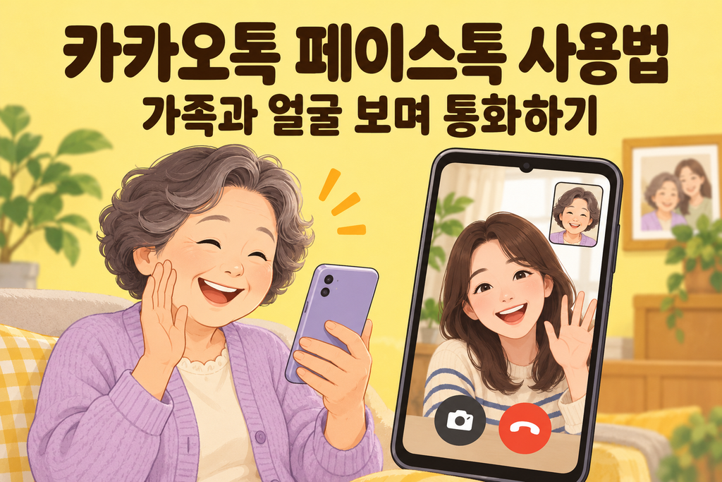 카카오톡 페이스톡 사용법-60대,시니어 2 엄마와 딸 얼굴 보며 통화